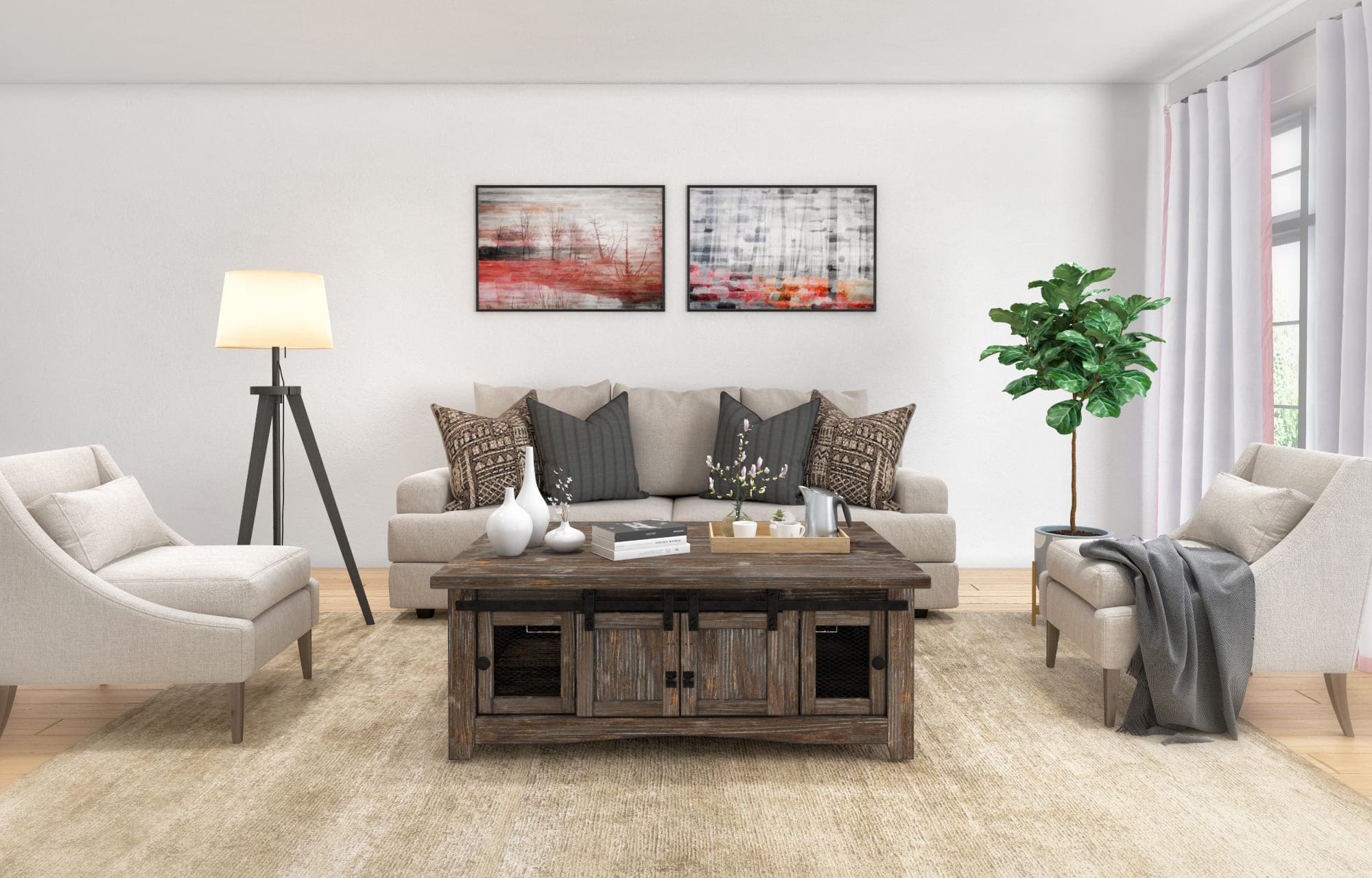 5. 3D Lifestyle Render of Living Room Furniture Elements